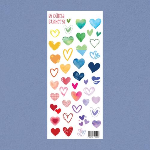 Sticker - Renkli Kalpler