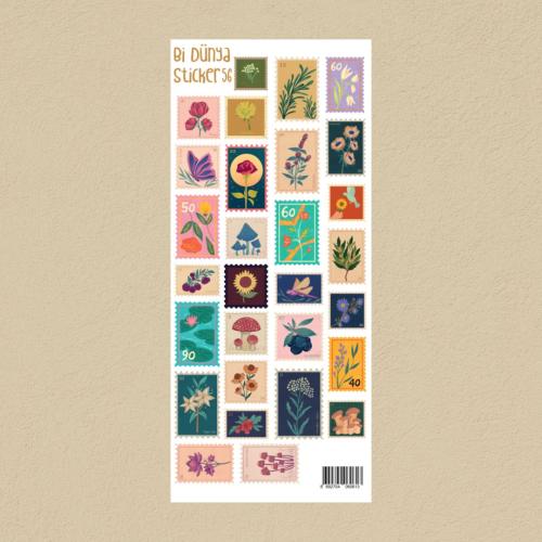 Sticker - Çiçekli Pullar